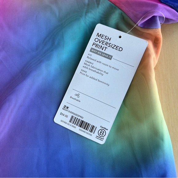 Rainbow Tie-Dye Athleta Mesh Oversized Shirt in Spring Power Pastels 2x - Picture 3 of 3